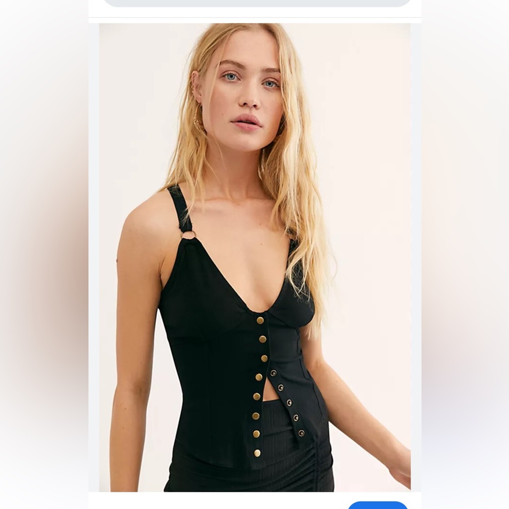 Free People Feeling Friday Cami. Black Button-Down Women's Top Sz Medium